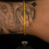 3mm Diamond Cut Rope Chain Bracelet in Yellow Gold