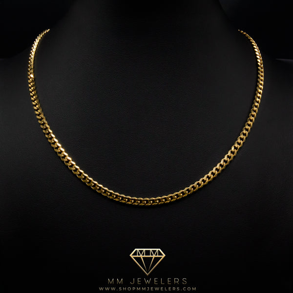4mm Miami Cuban Necklace in Yellow Gold