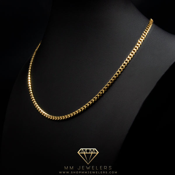 4mm Miami Cuban Necklace in Yellow Gold