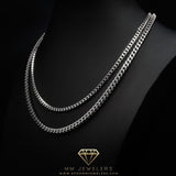 4mm Cuban & Franco Layer Set in White Gold