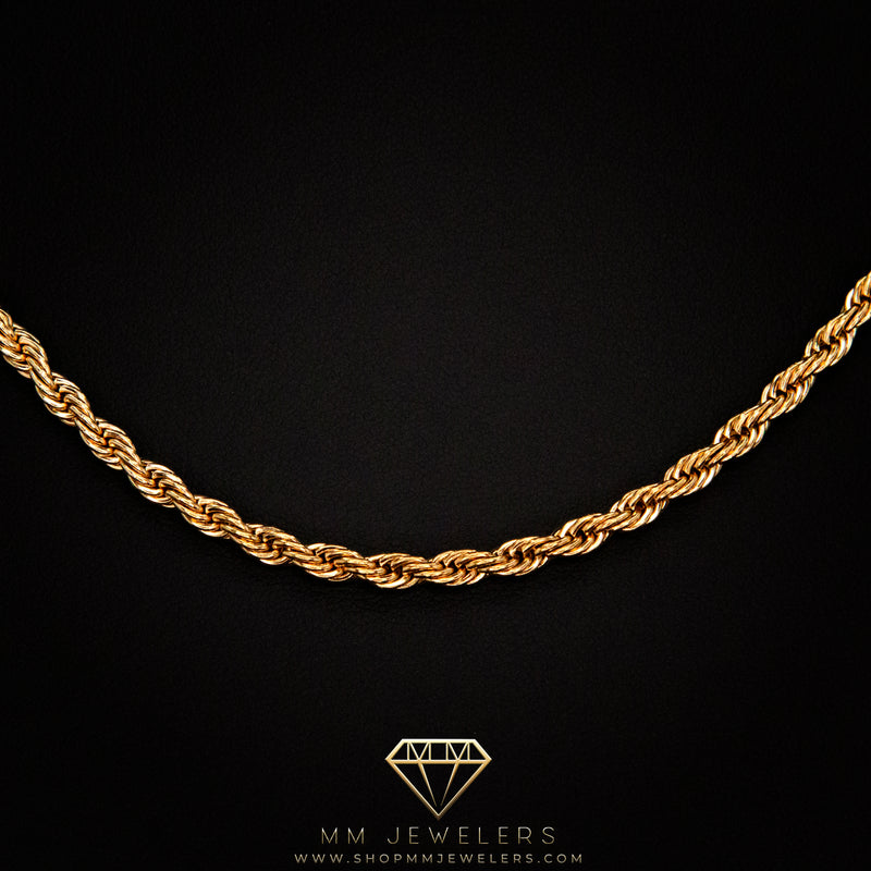 4mm Rope Chain in Yellow Gold