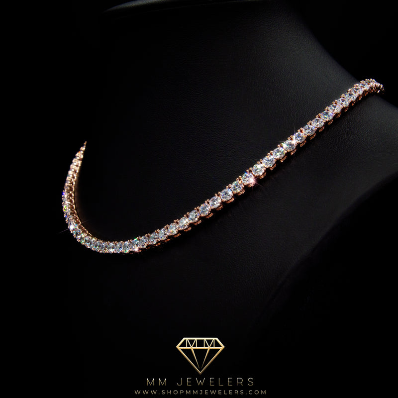 4mm Tennis Chain in Rose Gold (White Stones)
