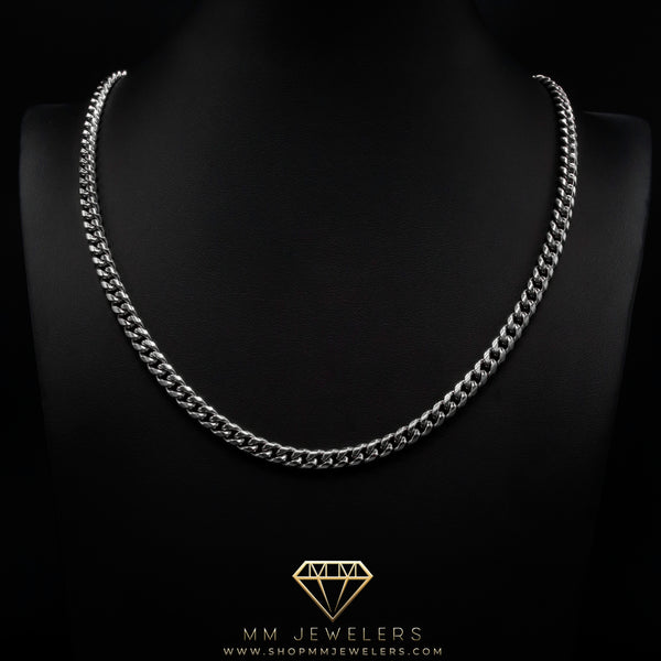 6mm Miami Cuban Necklace in White Gold