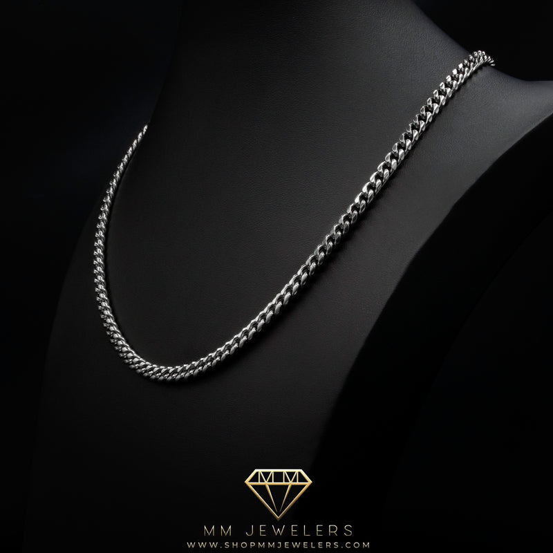 6mm Miami Cuban Necklace in White Gold