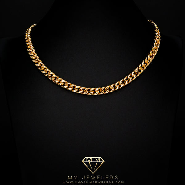 8mm Miami Cuban Necklace in Yellow Gold