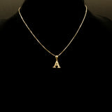 Letter Pendant & Box Chain in 10k Gold A-Z