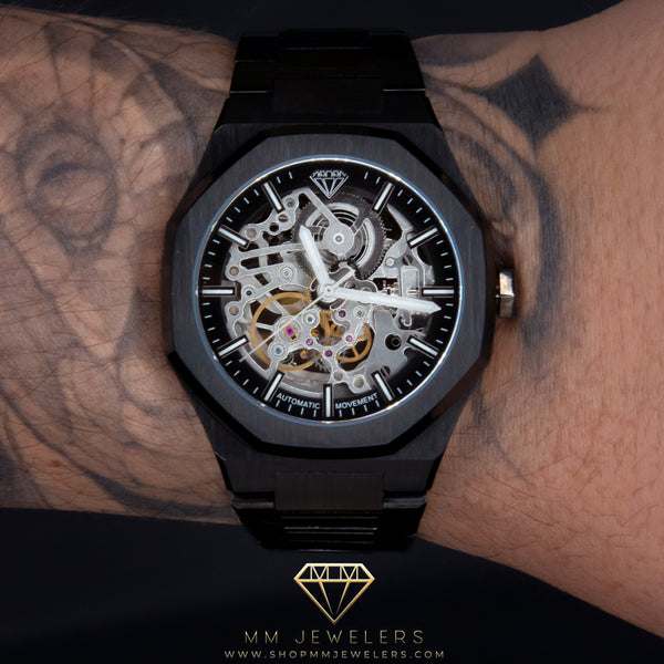 MMJ Skeleton Automatic Timepiece in Black Rhodium