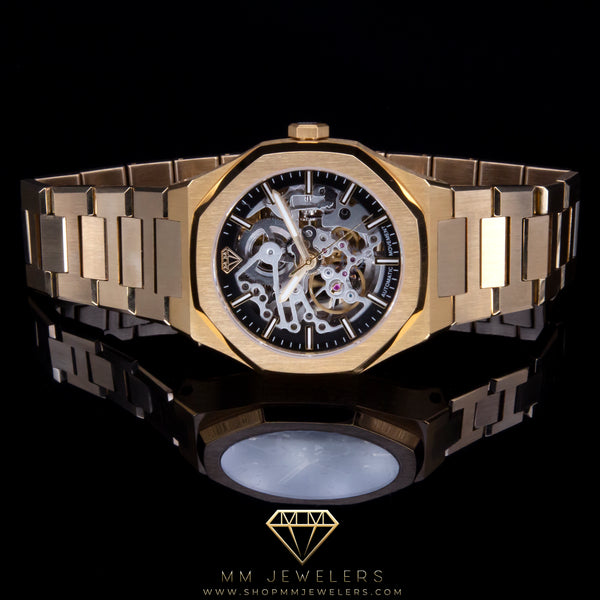 MMJ Skeleton Automatic Timepiece in Yellow Gold