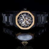 MMJ Skeleton Automatic Timepiece in Black & Gold
