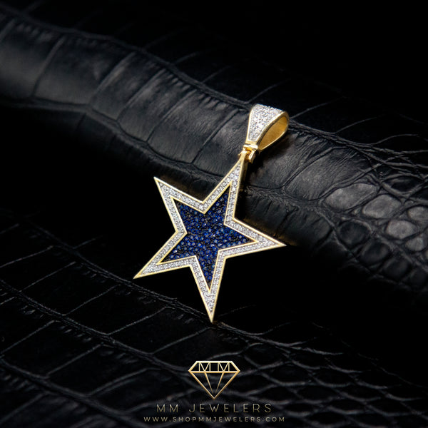 Sterling Silver Cowboys Gold & Blue Pendant
