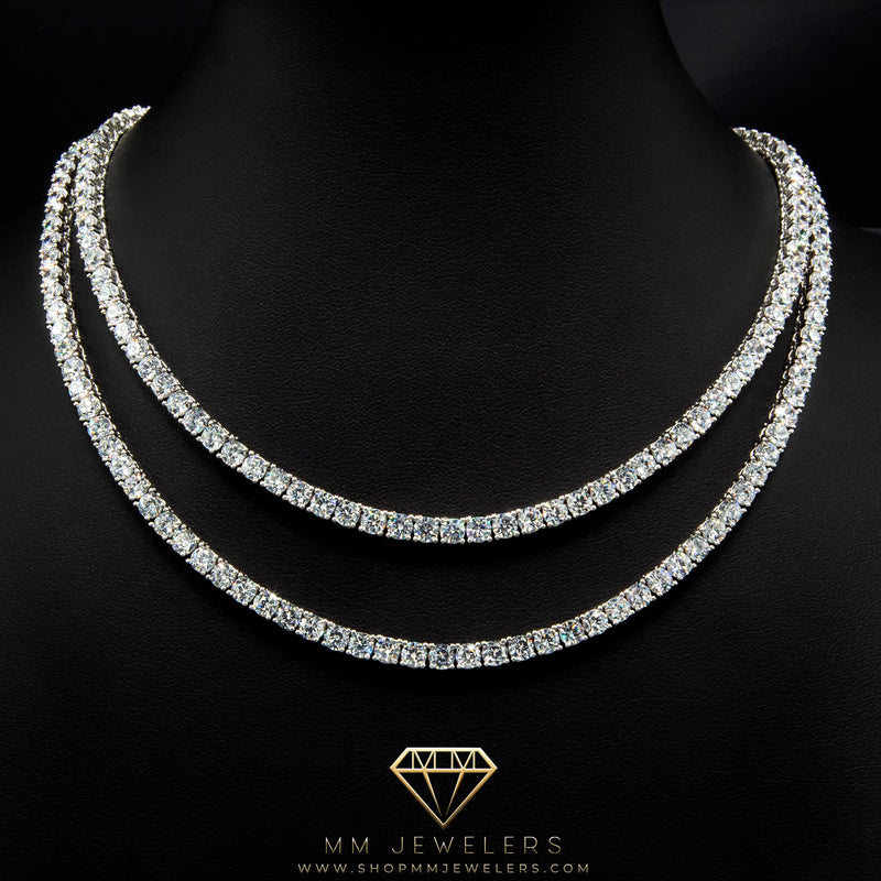 Dual 4mm Tennis Chain Bundle in White Gold