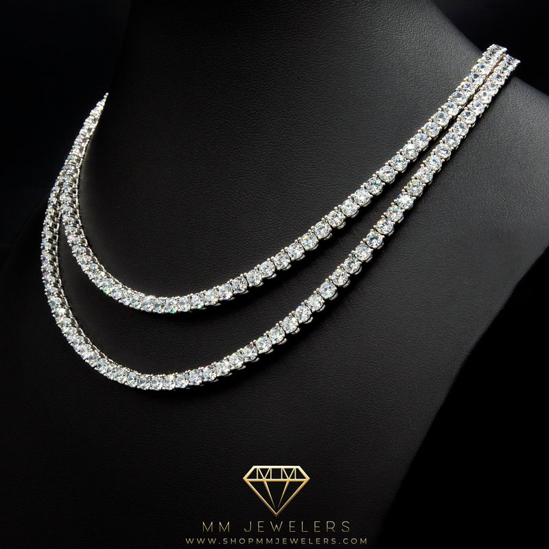 Dual 4mm Tennis Chain Bundle in White Gold