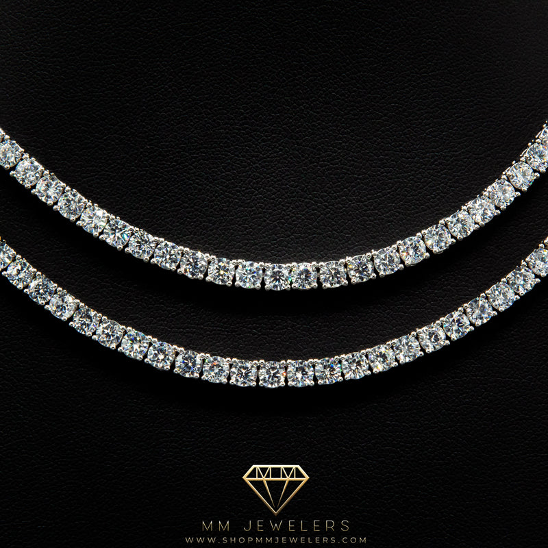 Dual 4mm Tennis Chain Bundle in White Gold
