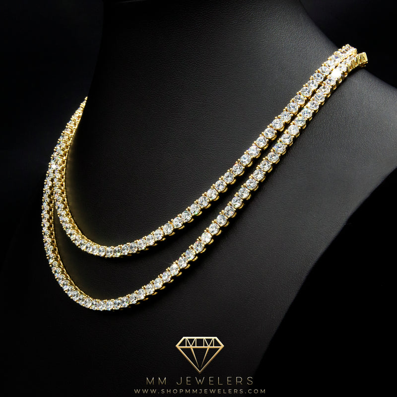 Dual 4mm Tennis Chain Bundle (Yellow Gold)