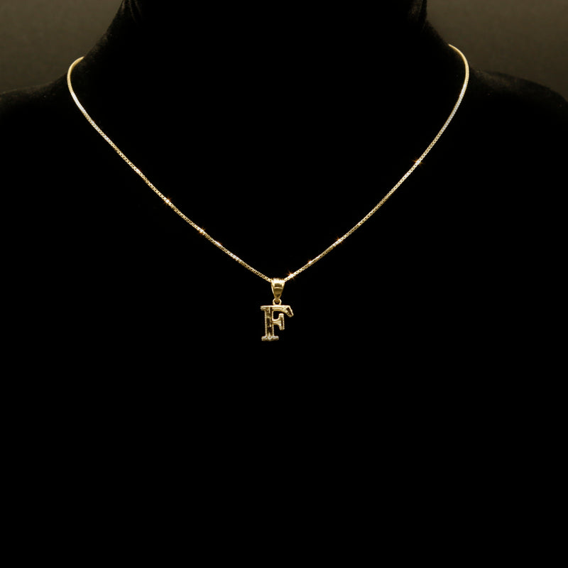 Letter Pendant & Box Chain in 10k Gold A-Z