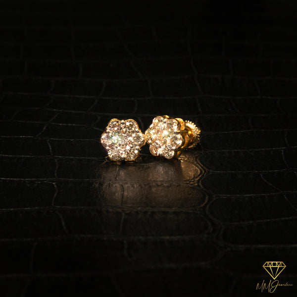 Diamond Flower Set Earrings in 10k Yellow Gold