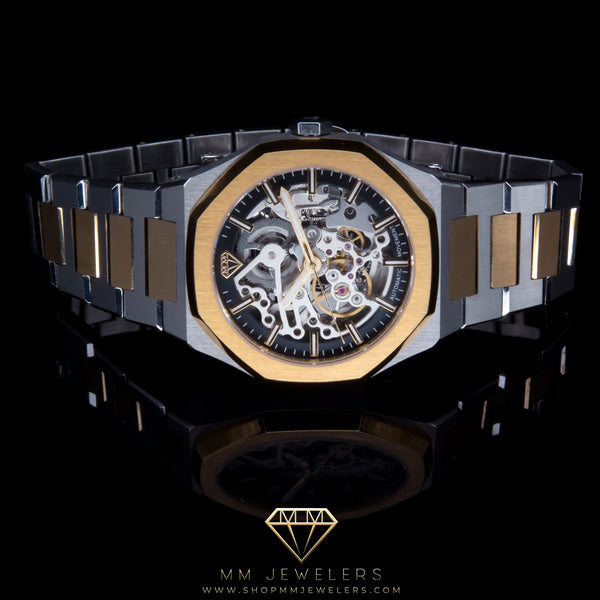 MMJ Skeleton Automatic Timepiece in Gold & Silver