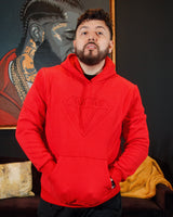 MM Diamond Embossed Logo Heavyweight Fleece Hoodie (Red)