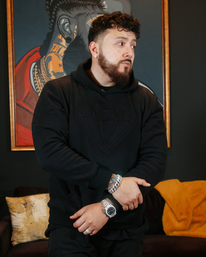 MM Diamond Embossed Logo Heavyweight Fleece Hoodie (Black)