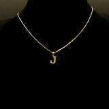 Letter Pendant & Box Chain in 10k Gold A-Z