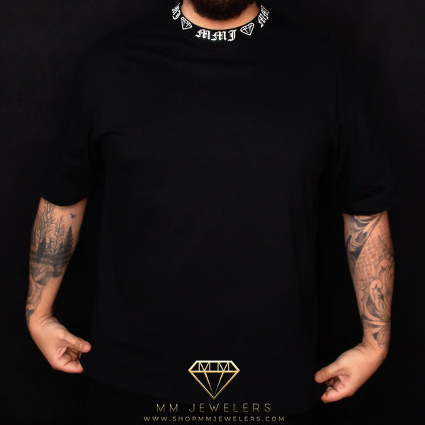 MMJ Diamond Collar Oversized Black T-Shirt