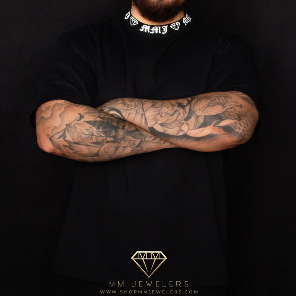 MMJ Diamond Collar Oversized Black T-Shirt