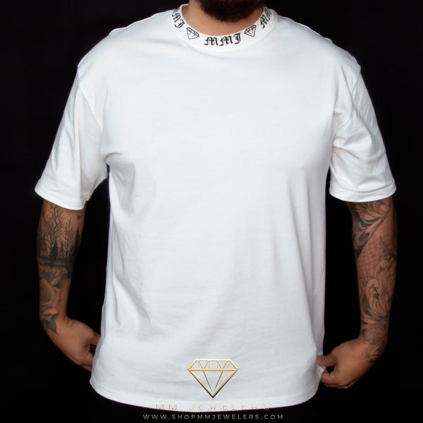 MMJ Diamond Collar Oversized White T-Shirt