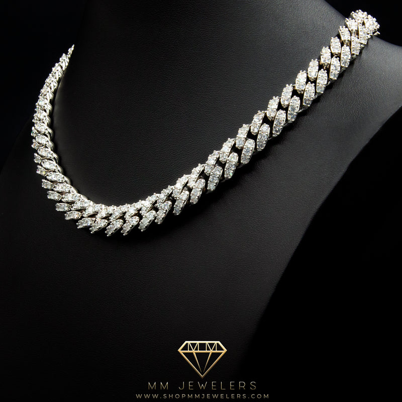 Prong Link Choker (12mm) White Gold