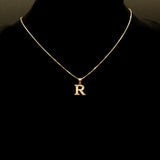 Letter Pendant & Box Chain in 10k Gold A-Z