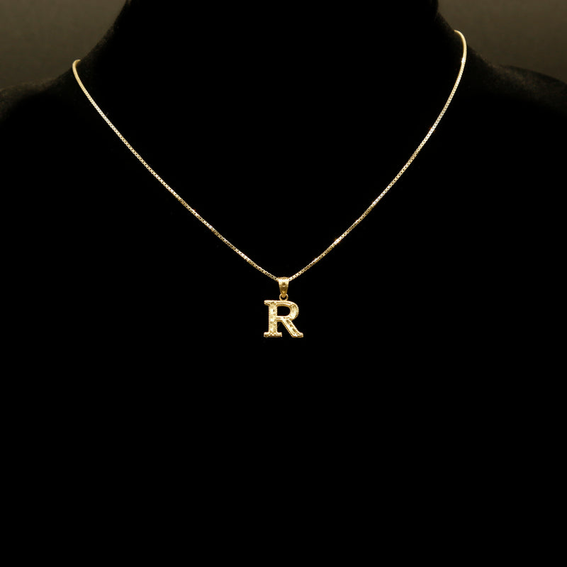 Letter Pendant & Box Chain in 10k Gold A-Z