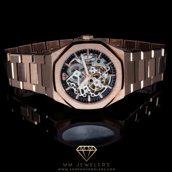MMJ Skeleton Automatic Timepiece in Rose Gold