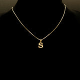 Letter Pendant & Box Chain in 10k Gold A-Z