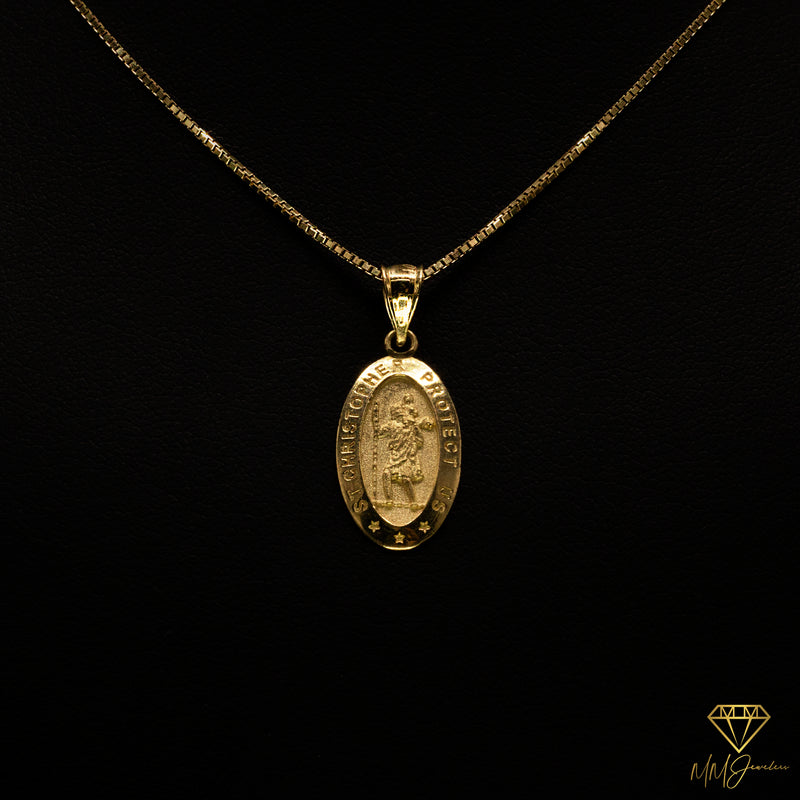 Saint Christopher Oval Shape 10k Solid Gold