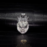 King Lion Pendant in White Gold