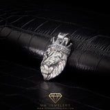 King Lion Pendant in White Gold