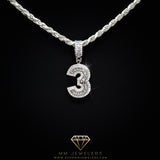#3 Pendant & Rope Chain in Sterling Silver