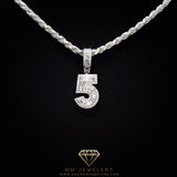 #5 Pendant & Rope Chain in Sterling Silver