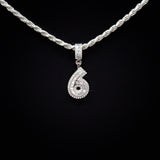 #6 Pendant & Rope Chain in Sterling Silver