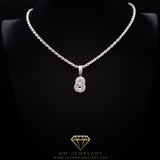 #8 Pendant & Rope Chain in Sterling Silver