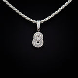 #8 Pendant & Rope Chain in Sterling Silver