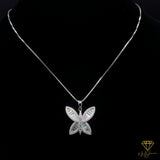 Sterling Silver Baguette Butterfly Pendant & Box Chain