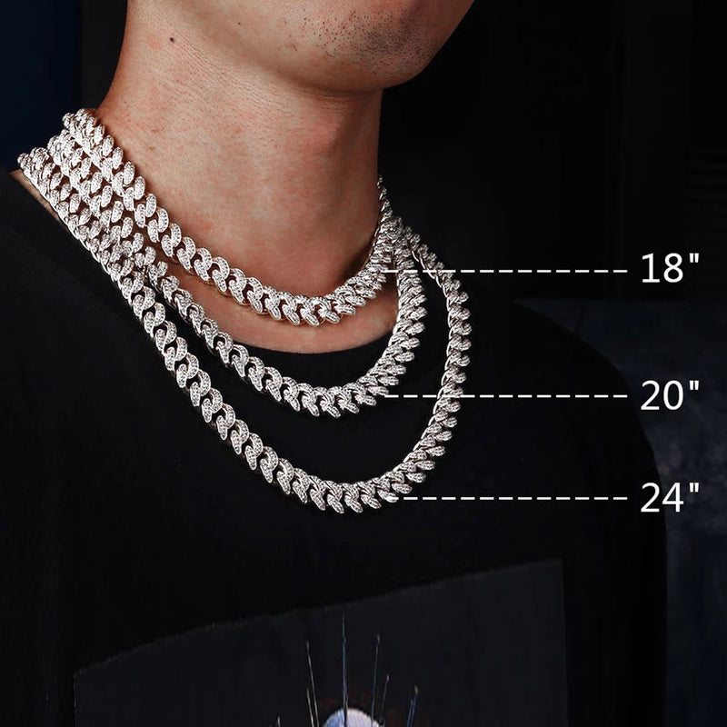 Baguette Cluster Link Tennis Necklace (6mm) White Gold