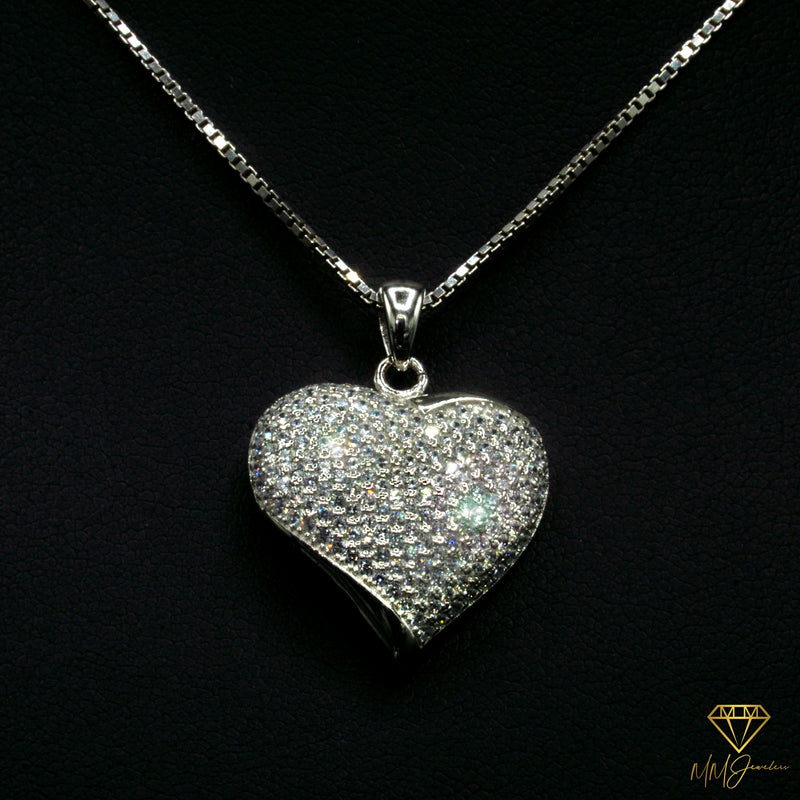 Sterling Silver Curved Heart Pendant
