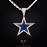 Silver & Blue Star Pendant & Rope Chain
