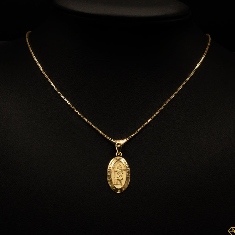 Saint Christopher Oval Shape 10k Solid Gold