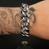 18mm Cuban Bracelet in White Gold