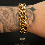 18mm Cuban Bracelet in Yellow Gold