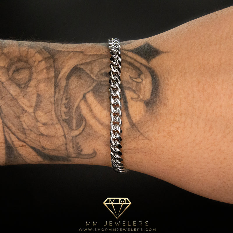 6mm Cuban Bracelet in White Gold