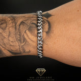 8mm Cuban Bracelet in White Gold
