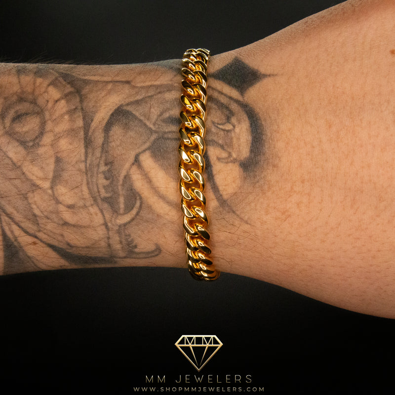 8mm Cuban Bracelet in Yellow Gold